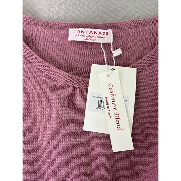 Fontana 2.0 Pink Pleated Front Scoop Neck Sweater Dress Cashmere Blend Size M - Picture 5 of 10